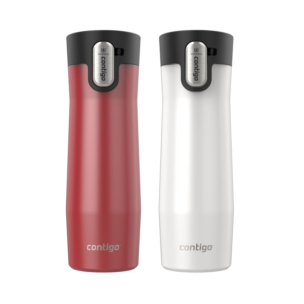 Contigo AUTOSEAL West Loop Vacuum-Insulated Stainless Steel Travel Mug with Easy-Clean Lid, 20 oz, Crystal Lakeside &amp; Crystal Agave, 2-Pack Edition-2GKF