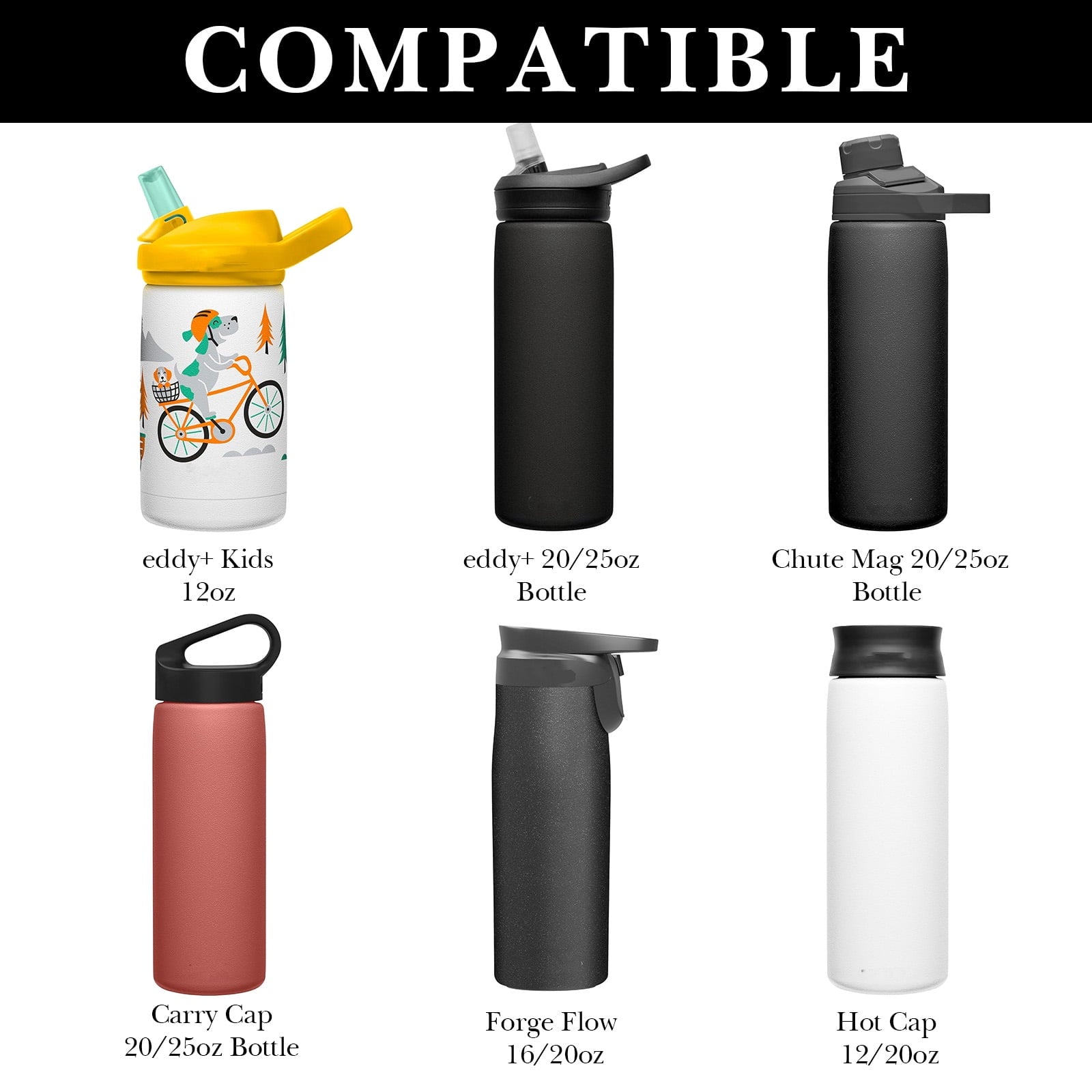 Linkidea 6 Pack Water Bottle Bottom Pad Compatible with CamelBak eddy+ Steel Bottle 20/25oz, Chute Mag Bottle, Silicone Anti-Slip Waterbottle Base Silencer Rubber Protector Edition-61D6