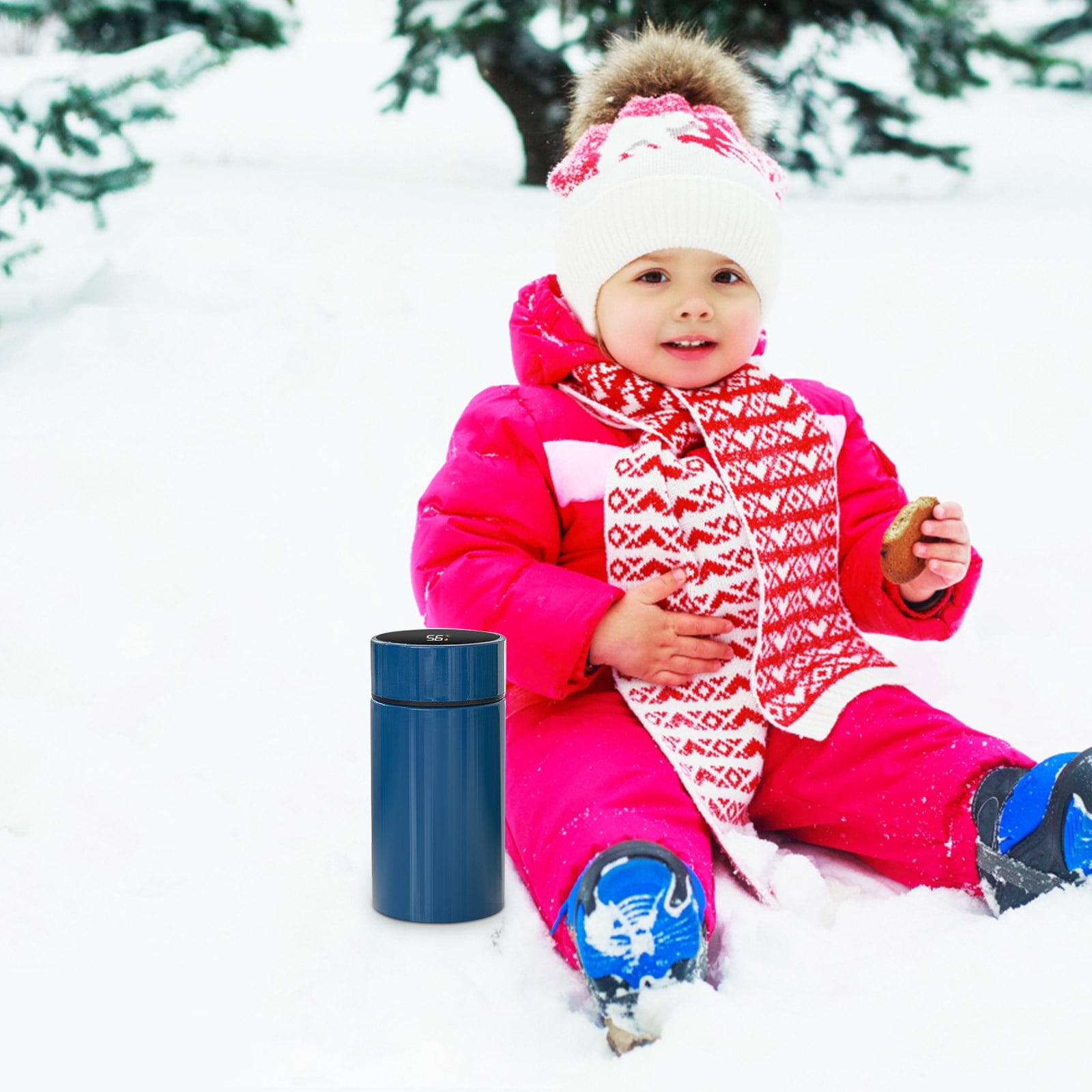 Stainless Steel Insulation Cup Cute Mini Portable Children Student Water Bottle Coffee Travel Mug LED Temperature Display Double Walled Vacuum Long Lasting Insulation Edition-CZQI