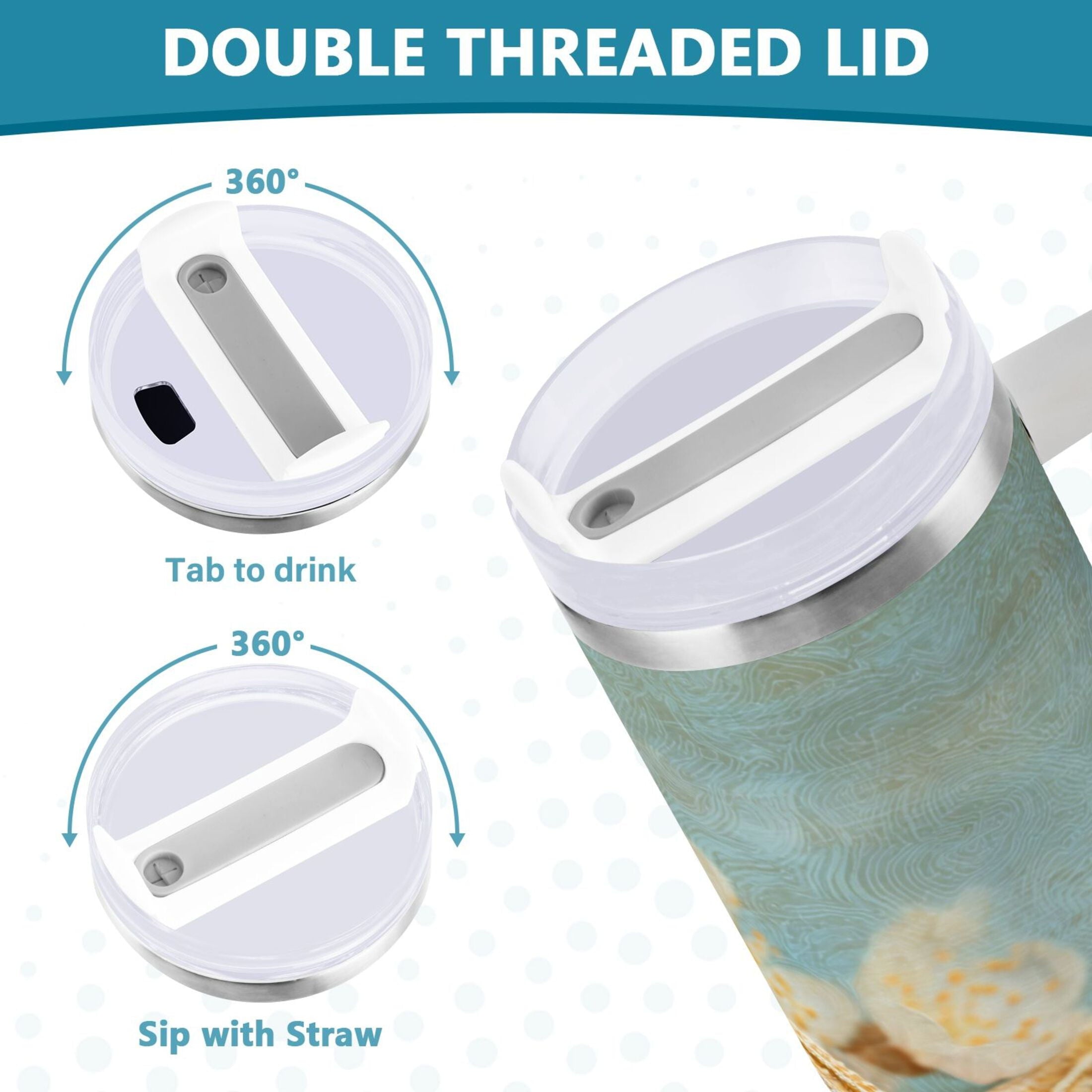 30 oz Insulated Stainless Steel Tumbler Double Wall Stainless Steel Tumbler with 2-Way Drinking Starfish with Flowers Edition-4G0S
