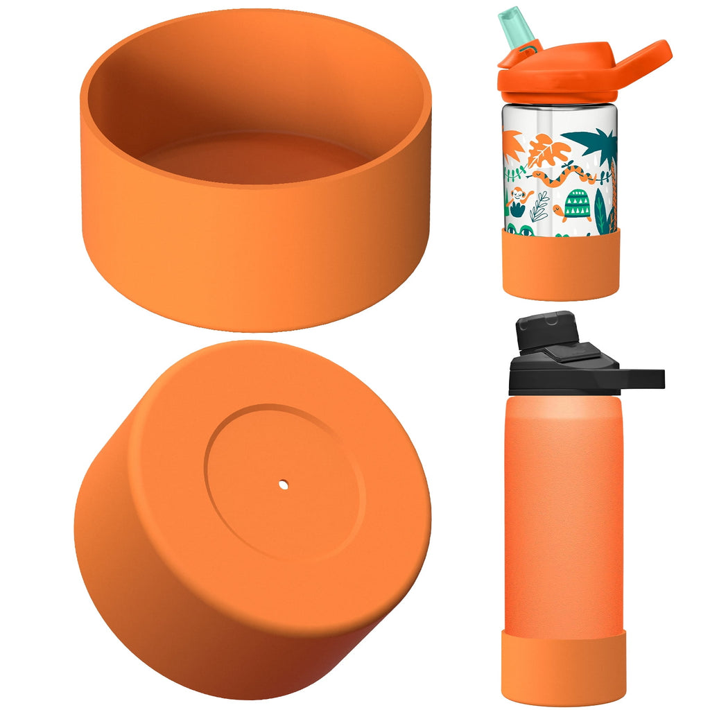 Linkidea 2 Pack Water Bottle Boot Compatible with CamelBak Eddy+20oz/25oz, Chute Mag 20oz/25oz, Carry Cap, Silicone Anti-Slip Bottle Bottom Bumper Protector (Orange) Edition-2KTQ