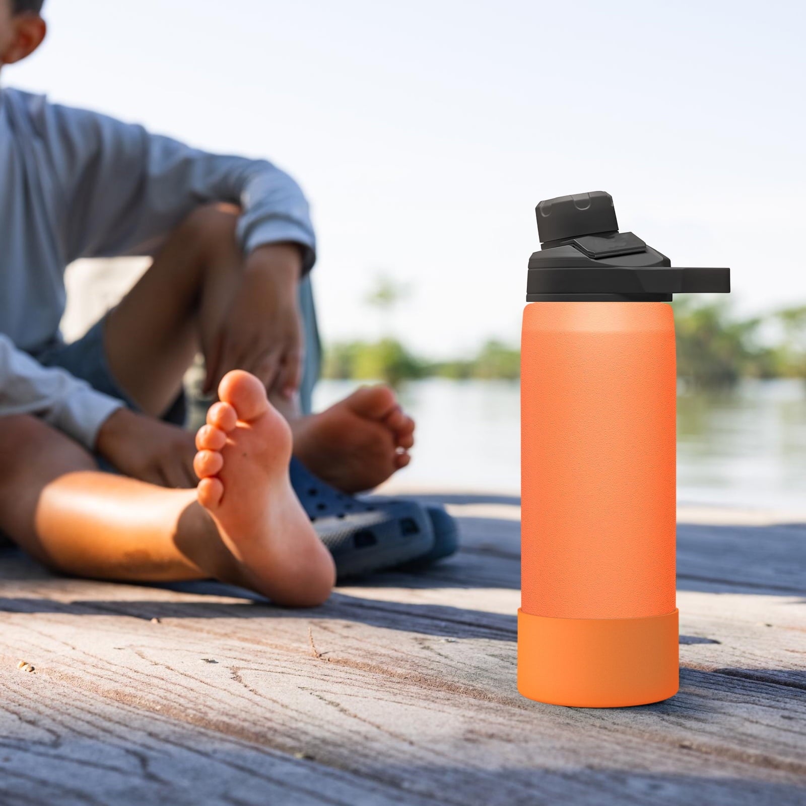 Linkidea 2 Pack Water Bottle Boot Compatible with CamelBak Eddy+20oz/25oz, Chute Mag 20oz/25oz, Carry Cap, Silicone Anti-Slip Bottle Bottom Bumper Protector (Orange) Edition-2KTQ