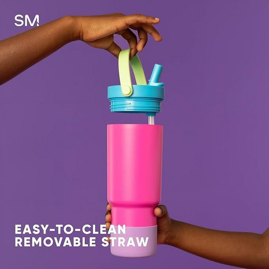 Simple Modern 24 fl oz Insulated Stainless Steel Trek Pivot Tumbler with Straw Lid and Top Handle|Seaside Blue Edition-8TVY