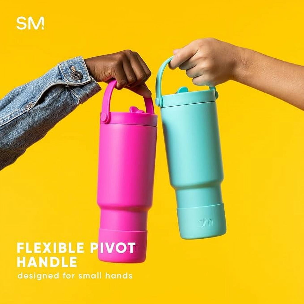 Simple Modern 24 fl oz Insulated Stainless Steel Trek Pivot Tumbler with Straw Lid and Top Handle|Seaside Blue Edition-8TVY
