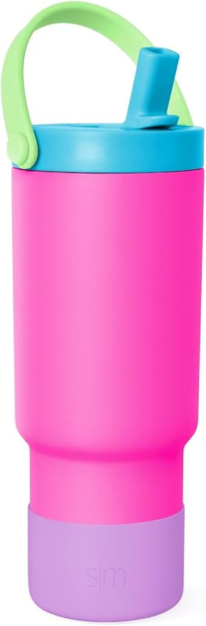 Simple Modern 24 fl oz Insulated Stainless Steel Trek Pivot Tumbler with Straw Lid and Top Handle|Seaside Blue Edition-8TVY