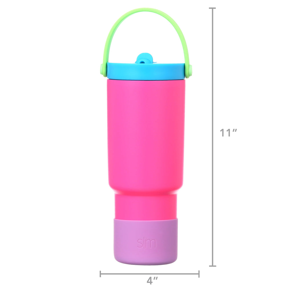Simple Modern 24 fl oz Insulated Stainless Steel Trek Pivot Tumbler with Straw Lid and Top Handle|Seaside Blue Edition-8TVY