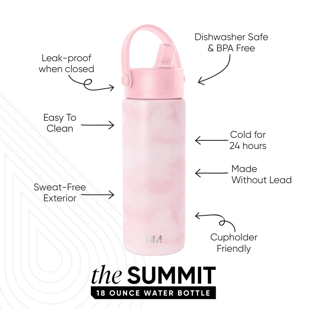 Simple Modern 18 fl oz Insulated Stainless Steel Summit Wide Mouth Water Bottle with Handle and Straw Lid|Black and White Checkmate Edition-7ZAM
