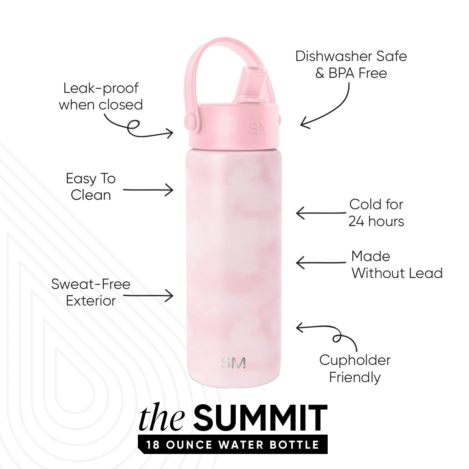 Simple Modern 18 fl oz Insulated Stainless Steel Summit Wide Mouth Water Bottle with Handle and Straw Lid|Black and White Checkmate Edition-7ZAM