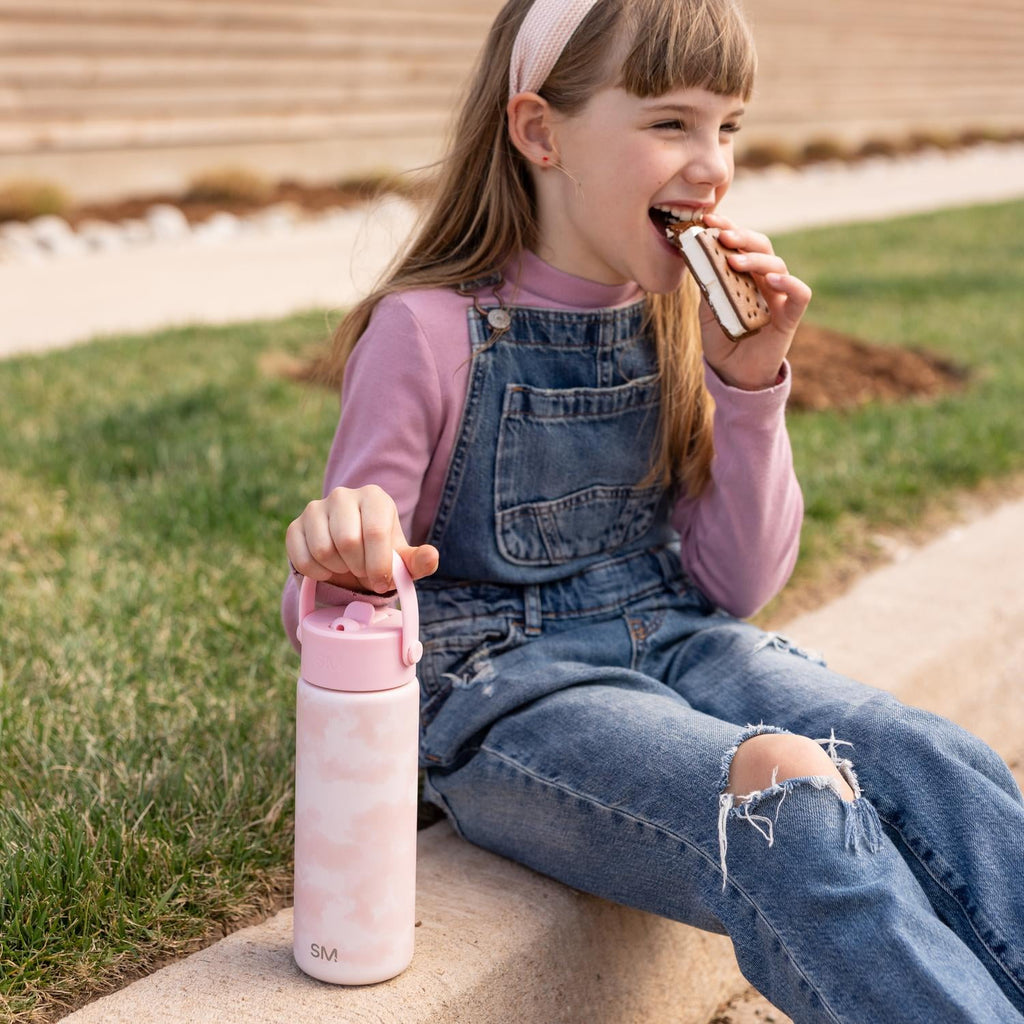 Simple Modern 18 fl oz Insulated Stainless Steel Summit Wide Mouth Water Bottle with Handle and Straw Lid|Black and White Checkmate Edition-7ZAM