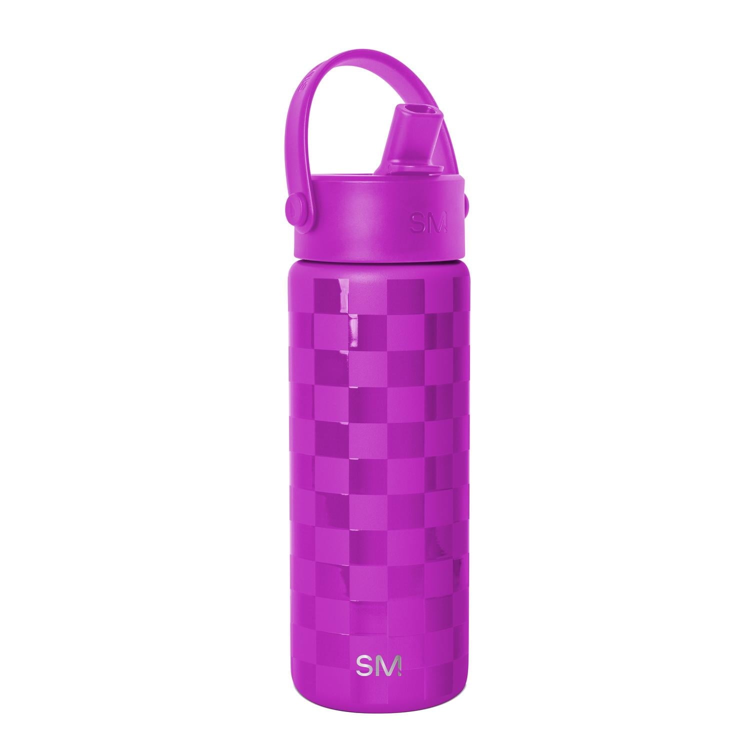 Simple Modern 18 fl oz Insulated Stainless Steel Summit Wide Mouth Water Bottle with Handle and Straw Lid|Black and White Checkmate Edition-7ZAM