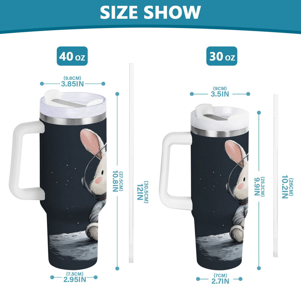 40 oz Insulated Stainless Steel Tumbler Double Wall Stainless Steel Tumbler with 2-Way Drinking Rabbit in A Space Edition-2DXJ