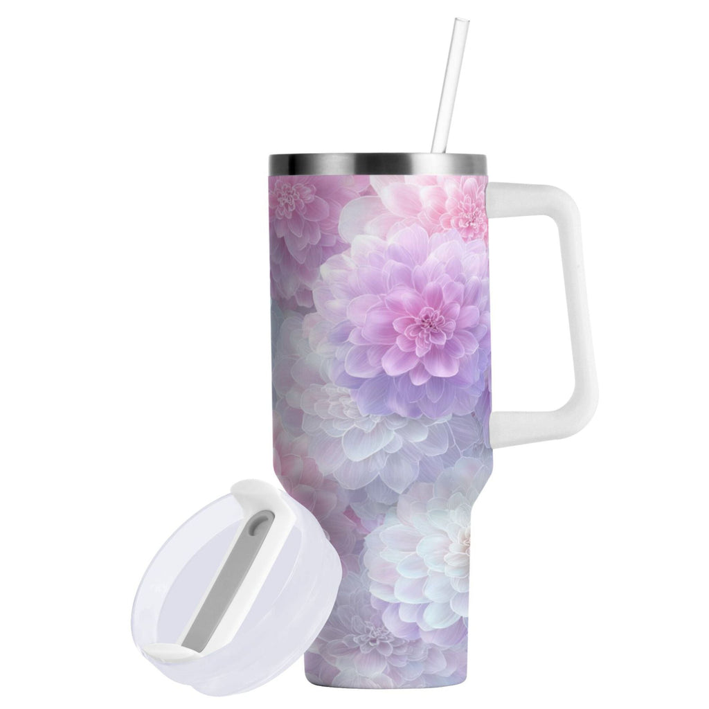 30 oz Insulated Stainless Steel Tumbler Double Wall Stainless Steel Tumbler with 2-Way Drinking Cute Pastel Watercolor Floral Edition-ZEBA