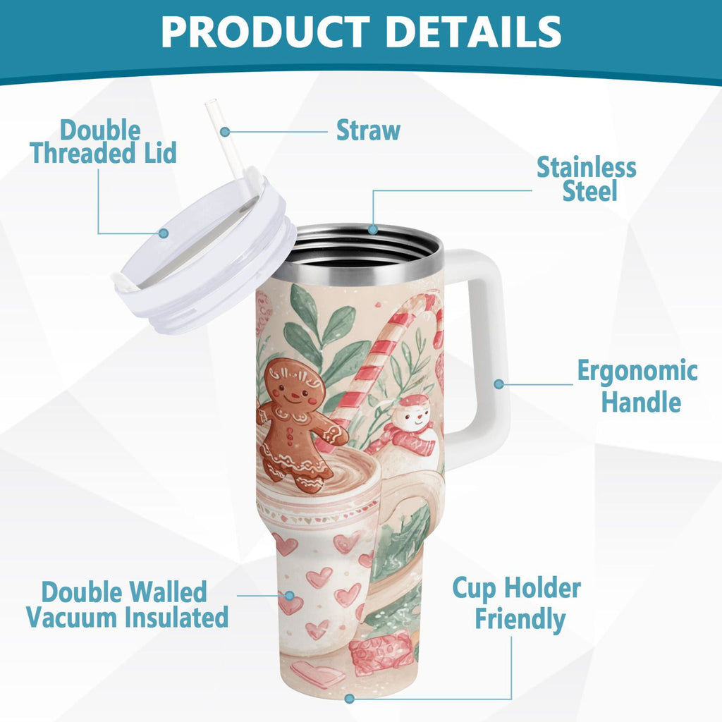 30 oz Insulated Stainless Steel Tumbler Double Wall Stainless Steel Tumbler with 2-Way Drinking Cute Christmas Design Edition-MQZW