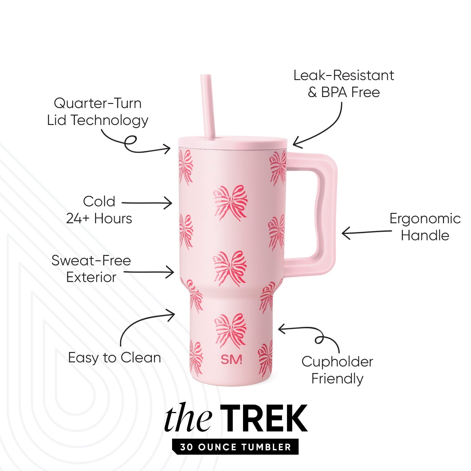 Simple Modern 30 fl oz Insulated Stainless Steel Trek Tumbler with Straw Lid | Seaglass Sage and Cream Checkmate Edition-16A6