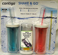 Contigo Shake &amp; Go Plastic Tumblers - Set of 3 (Pink Blue &amp; Clear) Edition-EYCA