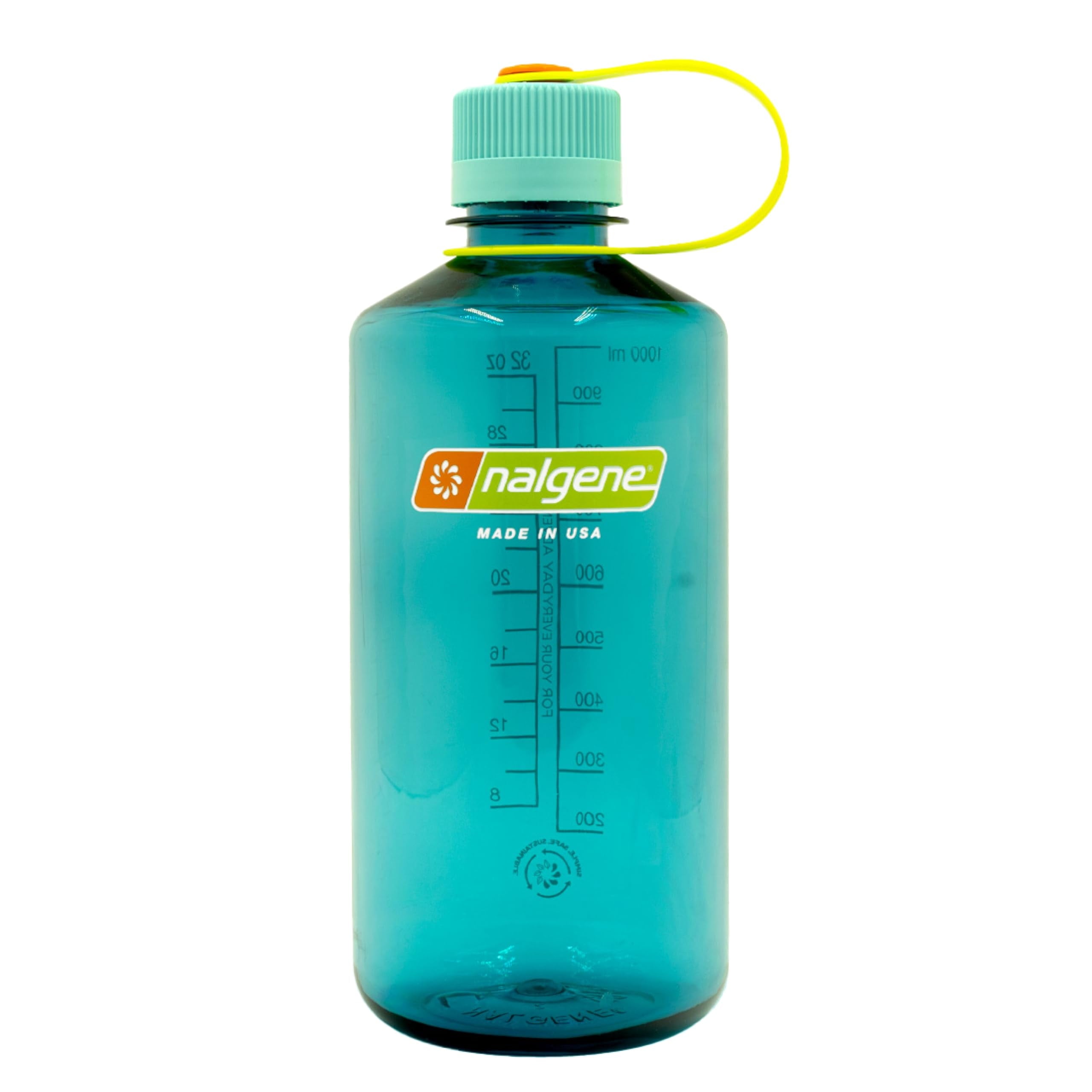 Nalgene Sustain Tritan BPA-Free Water Bottle Made with Material Derived from 50% Plastic Waste (using ISCC certified mass balance), 32 OZ, Narrow Mouth, Cerulean Edition-4WKC