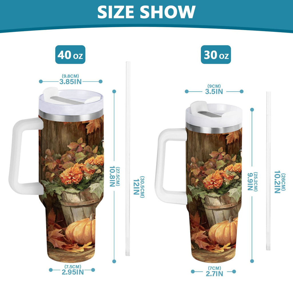30 oz Insulated Stainless Steel Tumbler Double Wall Stainless Steel Tumbler with 2-Way Drinking Beautiful Fall Scene Edition-S7U1