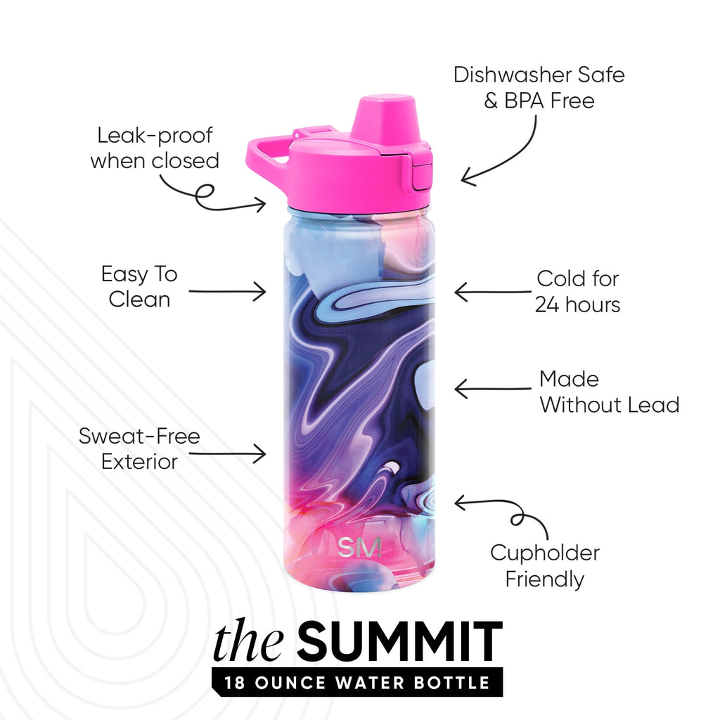 Simple Modern 18 fl oz Insulated Stainless Steel Summit Water Bottle with Covered Silicone Straw Lid | Dreamcicle Edition-1JDA