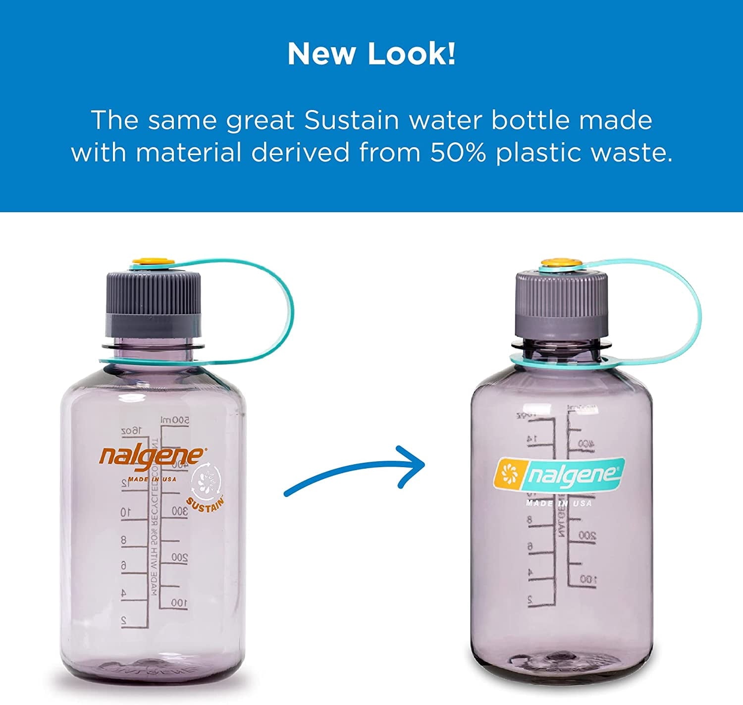 Nalgene Sustain 16 oz. Narrow Mouth Water Bottle - Cornflower Blue Edition-RDQP