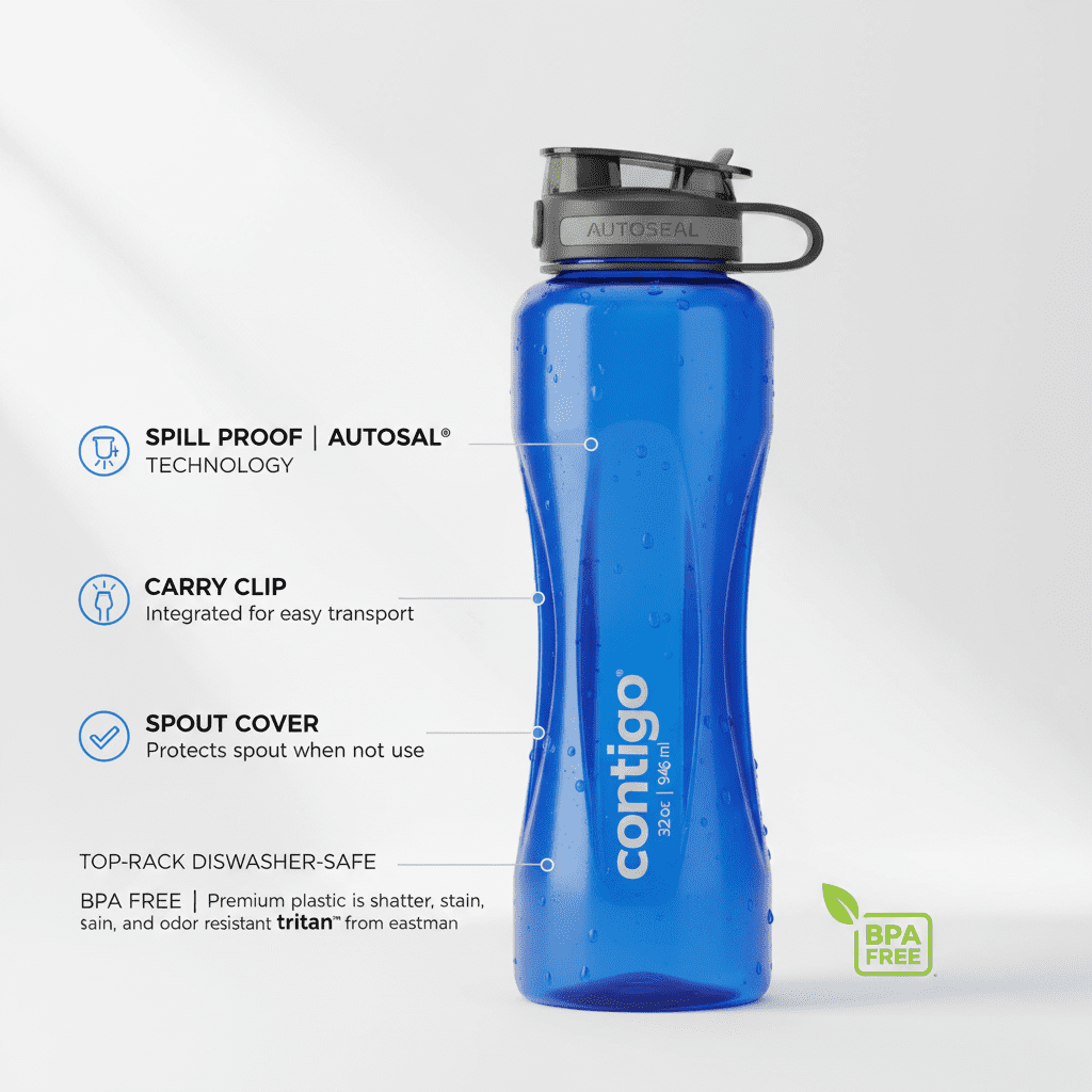 Contigo 32oz AutoSeal Fit Water Bottle 2-Pack Sangria Juniper New Damaged Box Edition-CAH2