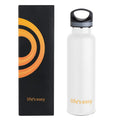 LIFE'S EASY 20 oz. Sports Insulated Water Bottle with Lid. Stainless Steel Vacuum Double Wall Thermo for Modern Hot and Cold Drinks, Simple Metal Hydro Canteen for Travel Men and Women (White) Edition-T4VT