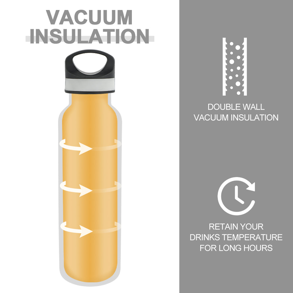 LIFE'S EASY 20 oz. Sports Insulated Water Bottle with Lid. Stainless Steel Vacuum Double Wall Thermo for Modern Hot and Cold Drinks, Simple Metal Hydro Canteen for Travel Men and Women (White) Edition-T4VT