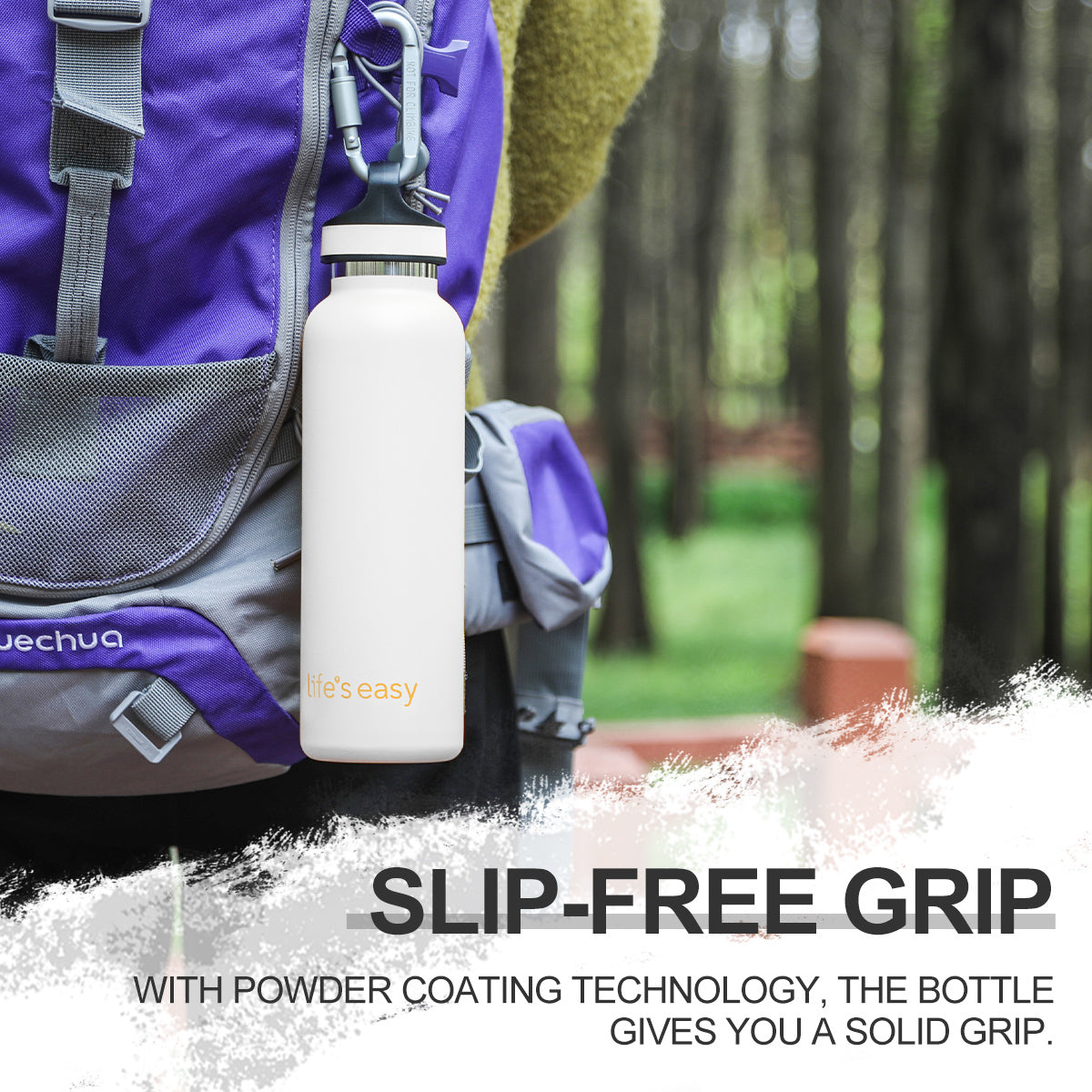 LIFE'S EASY 20 oz. Sports Insulated Water Bottle with Lid. Stainless Steel Vacuum Double Wall Thermo for Modern Hot and Cold Drinks, Simple Metal Hydro Canteen for Travel Men and Women (White) Edition-T4VT
