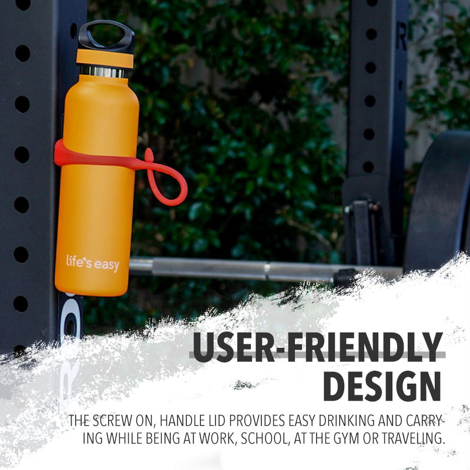 LIFE'S EASY 20 oz. Sports Insulated Water Bottle with Lid. Stainless Steel Vacuum Double Wall Thermo for Modern Hot and Cold Drinks, Simple Metal Hydro Canteen for Travel Men and Women (White) Edition-T4VT