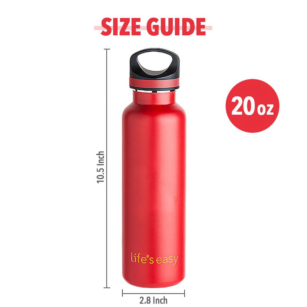 LIFE'S EASY 20 oz. Sports Insulated Water Bottle with Lid. Stainless Steel Vacuum Double Wall Thermo for Modern Hot and Cold Drinks, Simple Metal Hydro Canteen for Travel Men and Women (White) Edition-T4VT