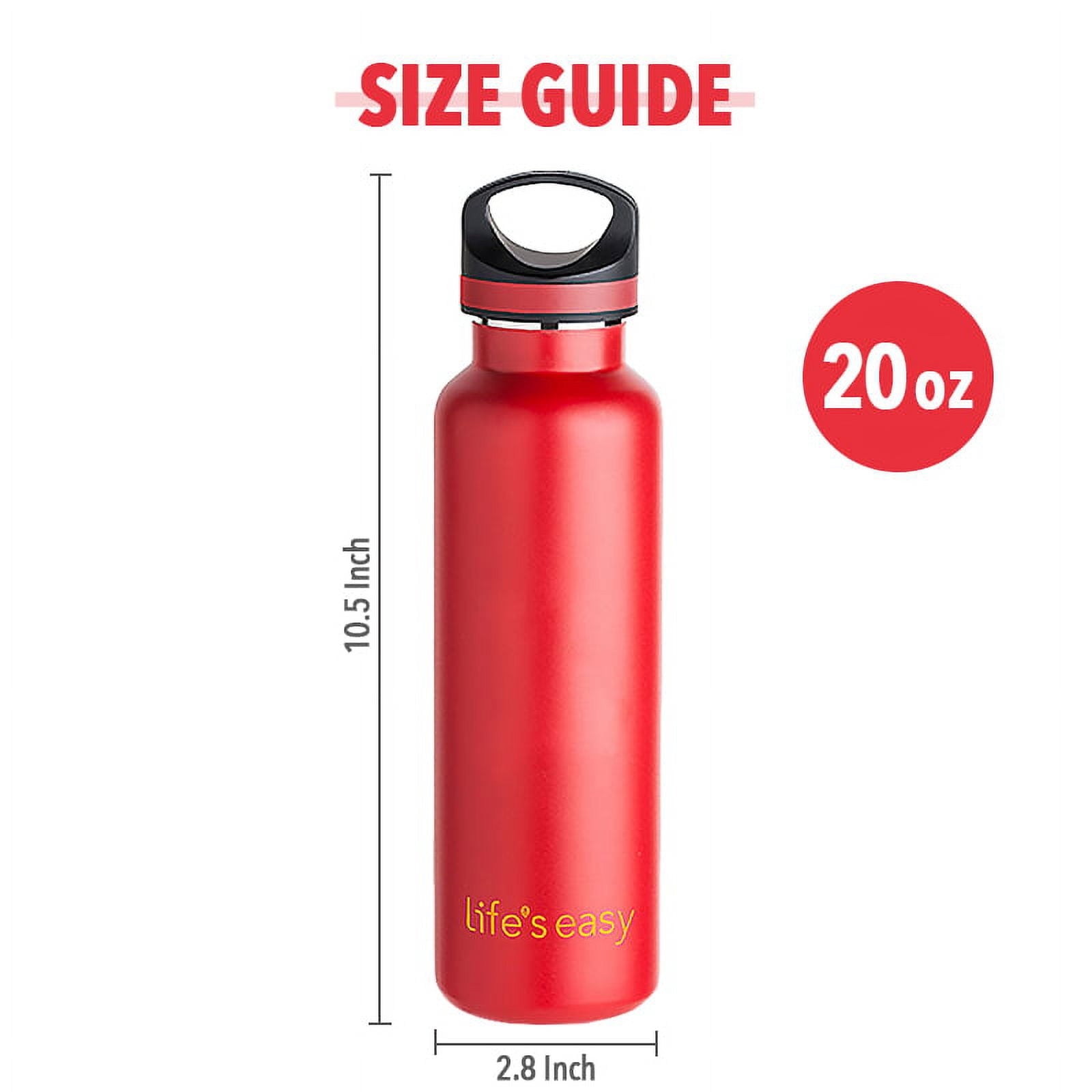 LIFE'S EASY 20 oz. Sports Insulated Water Bottle with Lid. Stainless Steel Vacuum Double Wall Thermo for Modern Hot and Cold Drinks, Simple Metal Hydro Canteen for Travel Men and Women (White) Edition-T4VT