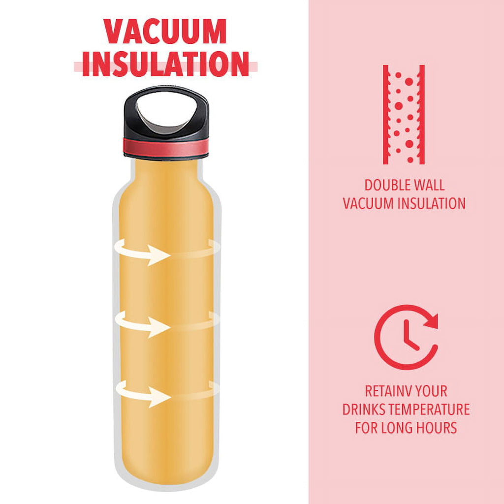 LIFE'S EASY 20 oz. Sports Insulated Water Bottle with Lid. Stainless Steel Vacuum Double Wall Thermo for Modern Hot and Cold Drinks, Simple Metal Hydro Canteen for Travel Men and Women (White) Edition-T4VT