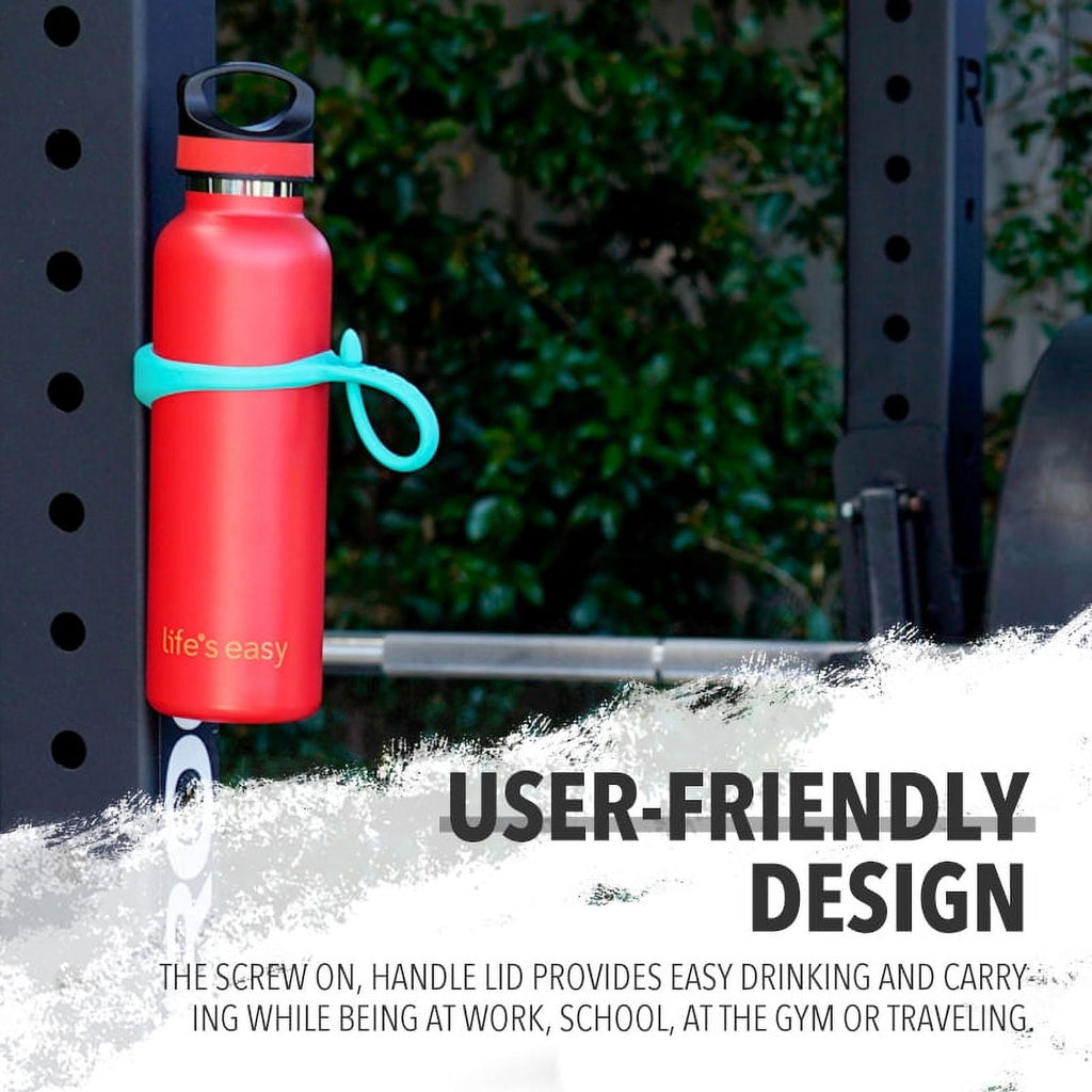 LIFE'S EASY 20 oz. Sports Insulated Water Bottle with Lid. Stainless Steel Vacuum Double Wall Thermo for Modern Hot and Cold Drinks, Simple Metal Hydro Canteen for Travel Men and Women (White) Edition-T4VT