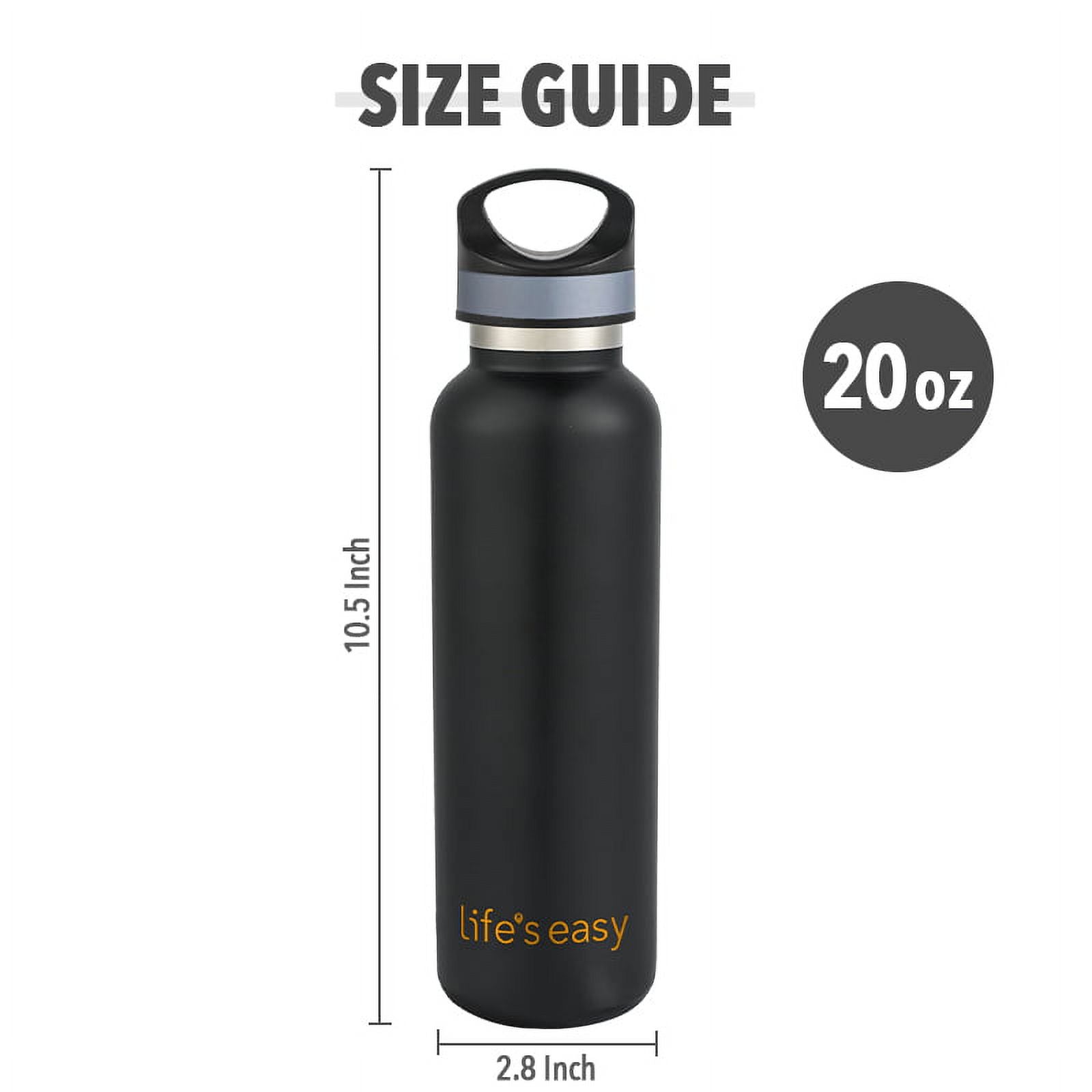 LIFE'S EASY 20 oz. Sports Insulated Water Bottle with Lid. Stainless Steel Vacuum Double Wall Thermo for Modern Hot and Cold Drinks, Simple Metal Hydro Canteen for Travel Men and Women (White) Edition-T4VT