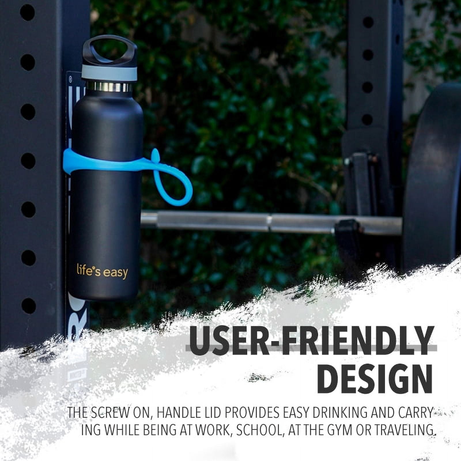 LIFE'S EASY 20 oz. Sports Insulated Water Bottle with Lid. Stainless Steel Vacuum Double Wall Thermo for Modern Hot and Cold Drinks, Simple Metal Hydro Canteen for Travel Men and Women (White) Edition-T4VT
