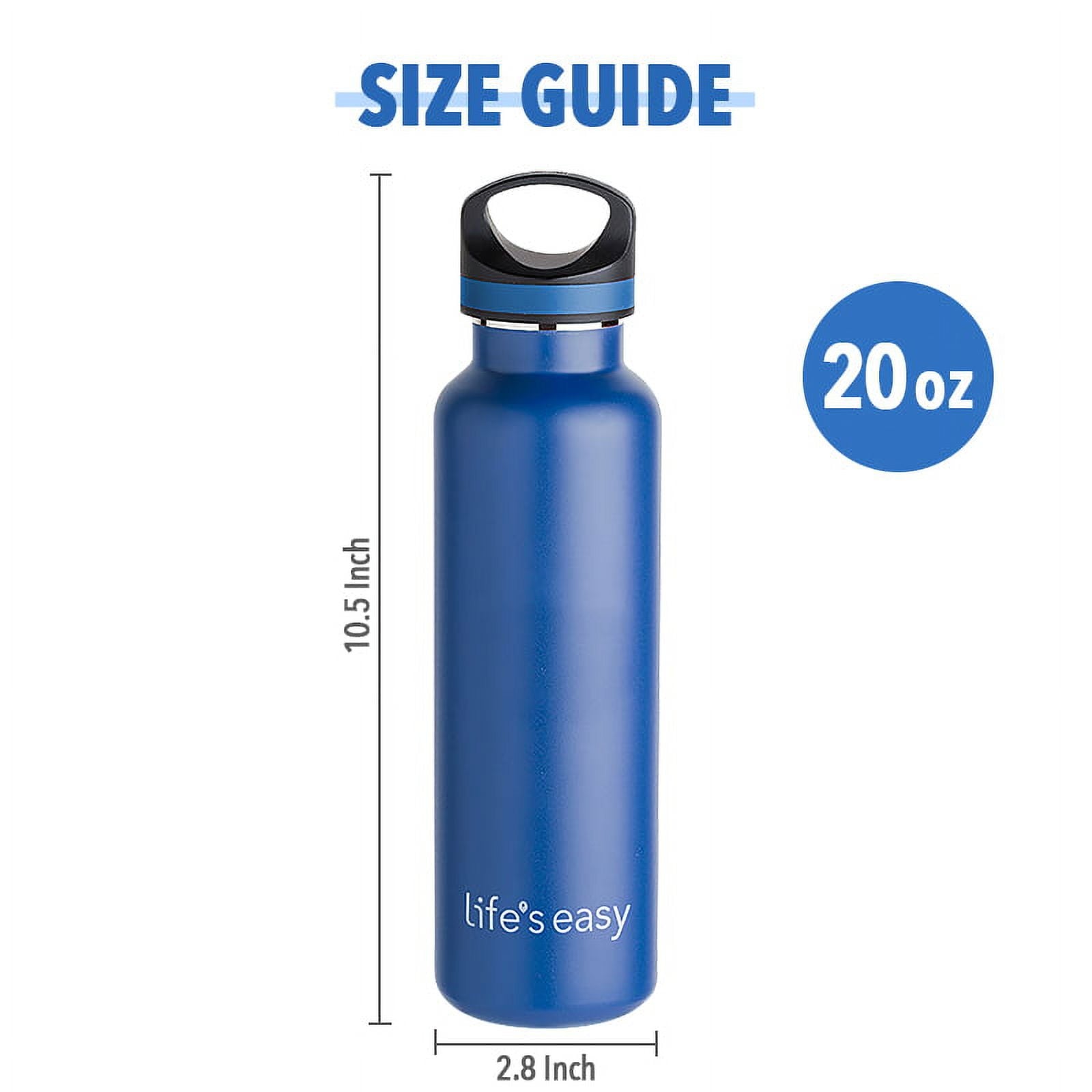 LIFE'S EASY 20 oz. Sports Insulated Water Bottle with Lid. Stainless Steel Vacuum Double Wall Thermo for Modern Hot and Cold Drinks, Simple Metal Hydro Canteen for Travel Men and Women (White) Edition-T4VT