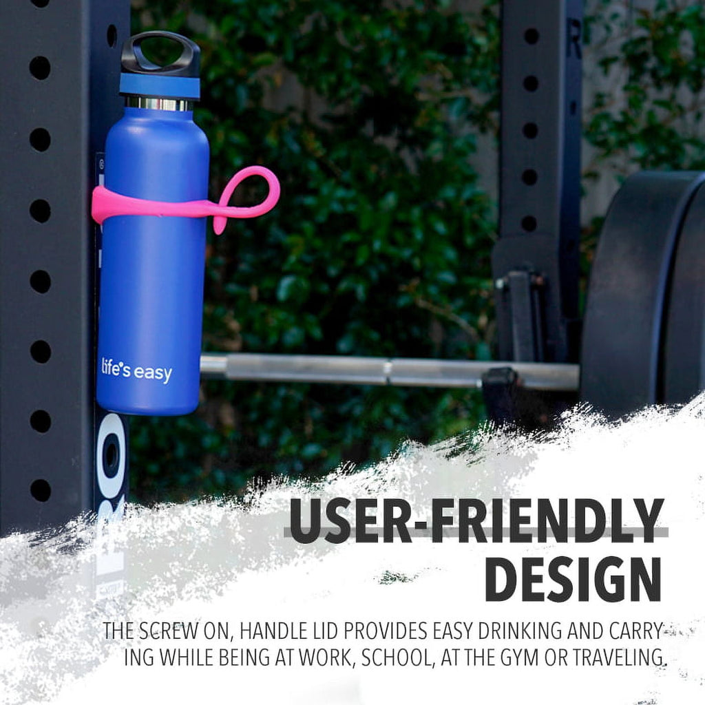 LIFE'S EASY 20 oz. Sports Insulated Water Bottle with Lid. Stainless Steel Vacuum Double Wall Thermo for Modern Hot and Cold Drinks, Simple Metal Hydro Canteen for Travel Men and Women (White) Edition-T4VT