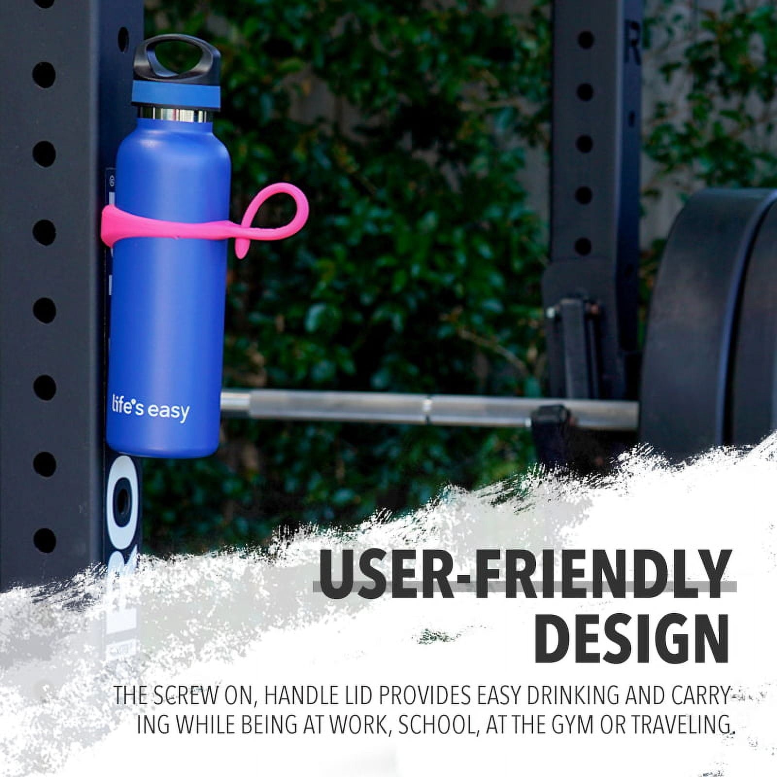 LIFE'S EASY 20 oz. Sports Insulated Water Bottle with Lid. Stainless Steel Vacuum Double Wall Thermo for Modern Hot and Cold Drinks, Simple Metal Hydro Canteen for Travel Men and Women (White) Edition-T4VT