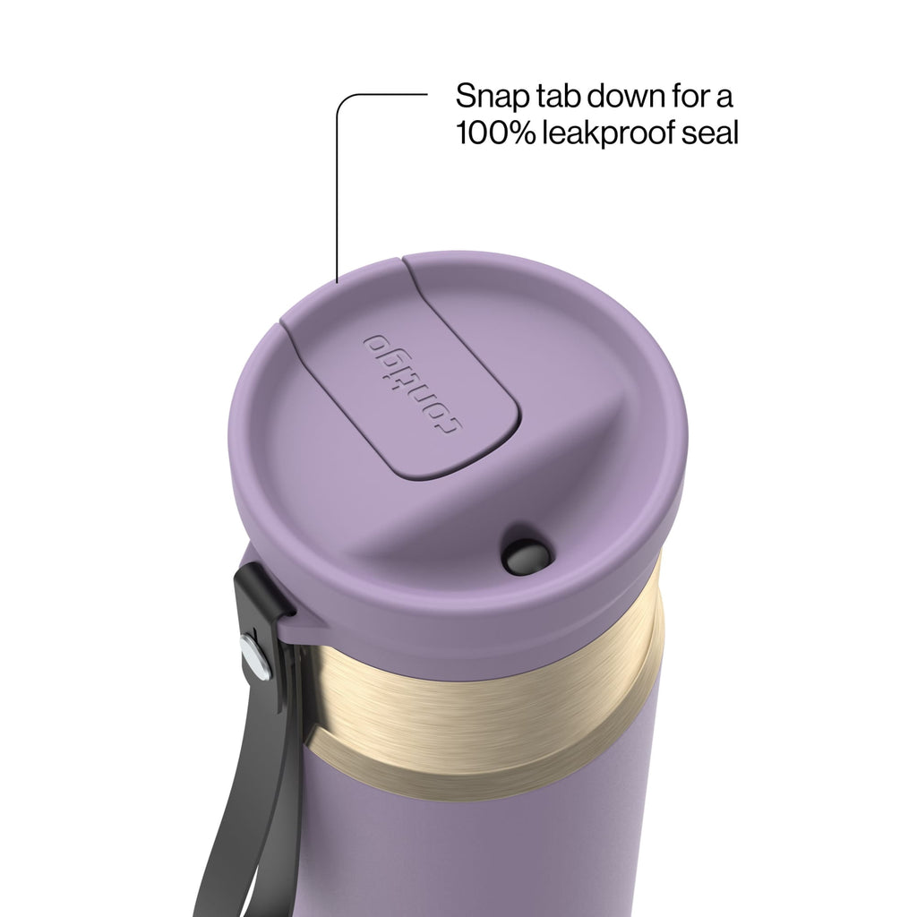 Contigo SnapSeal 16 oz Leakproof Stainless Steel Water Bottle with Carrying Strap Edition-VBTI