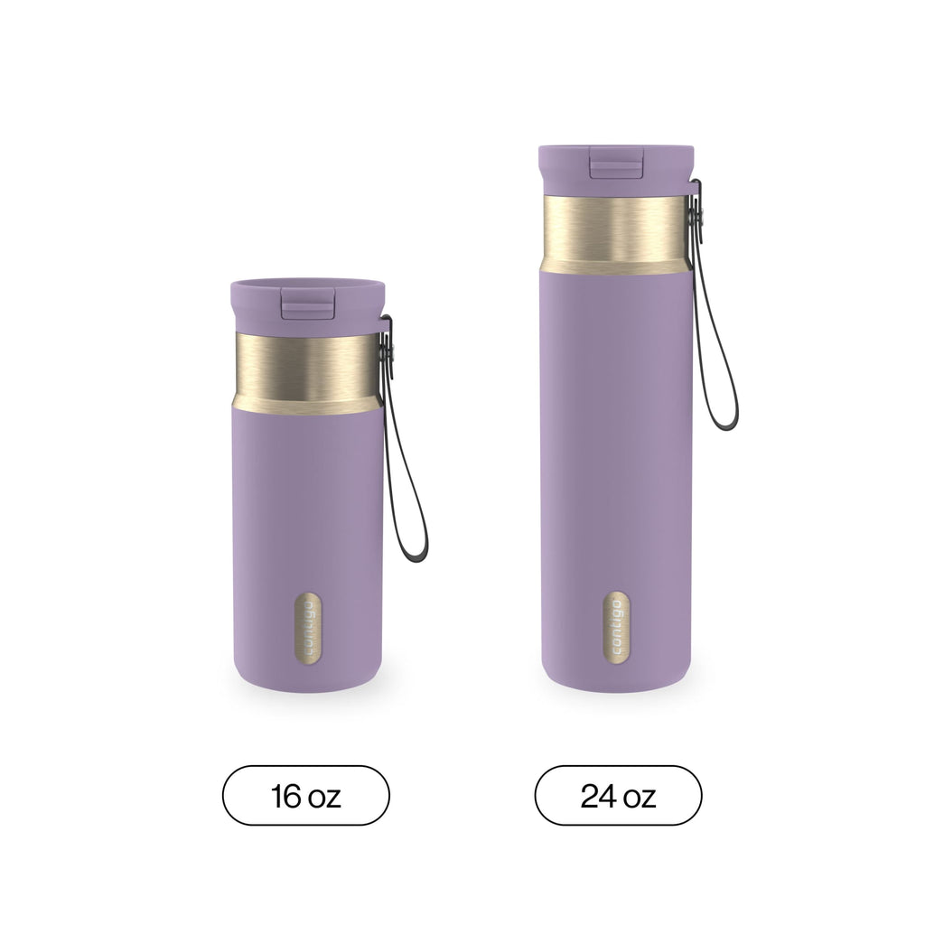 Contigo SnapSeal 16 oz Leakproof Stainless Steel Water Bottle with Carrying Strap Edition-VBTI