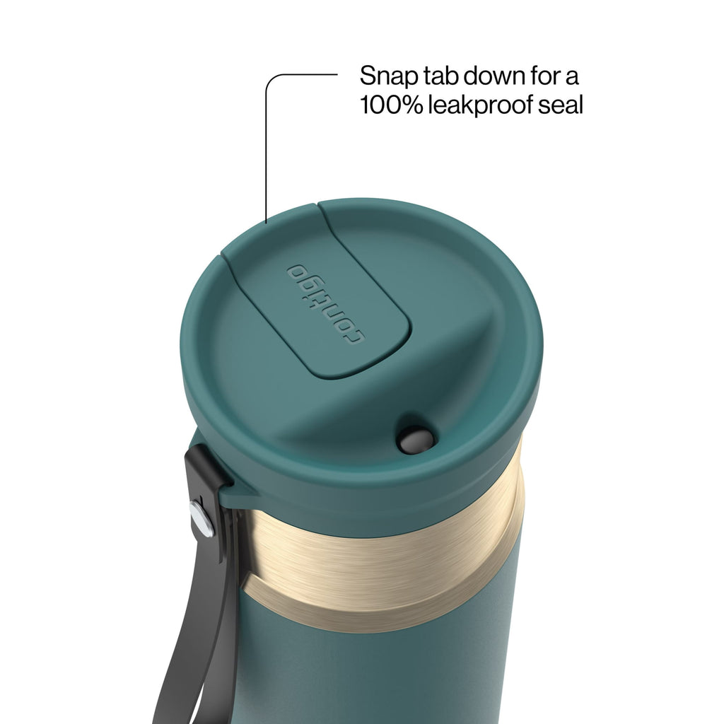Contigo SnapSeal 16 oz Leakproof Stainless Steel Water Bottle with Carrying Strap Edition-VBTI