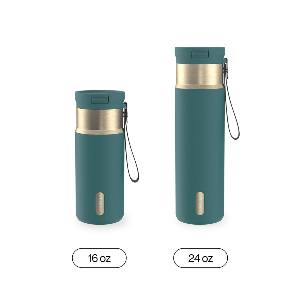 Contigo SnapSeal 16 oz Leakproof Stainless Steel Water Bottle with Carrying Strap Edition-VBTI