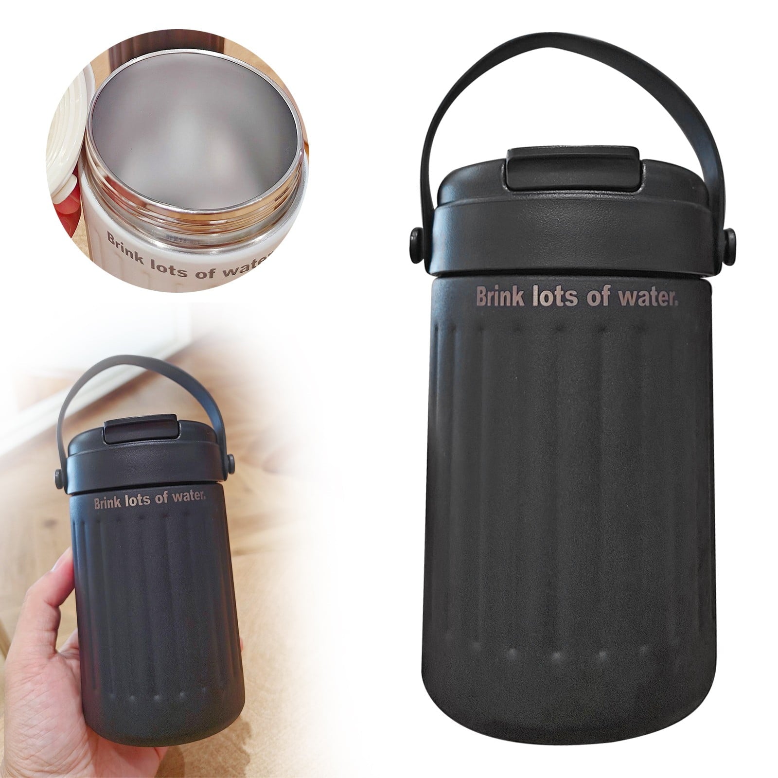 BinKFF Simple Modern Travel Coffee Mug, Insulated Coffee Tumblers with Lid, Double Walled Iced Travel Coffee Mug for Woman and Man Stainless Steel Tumbler with Handle Edition-4TW2