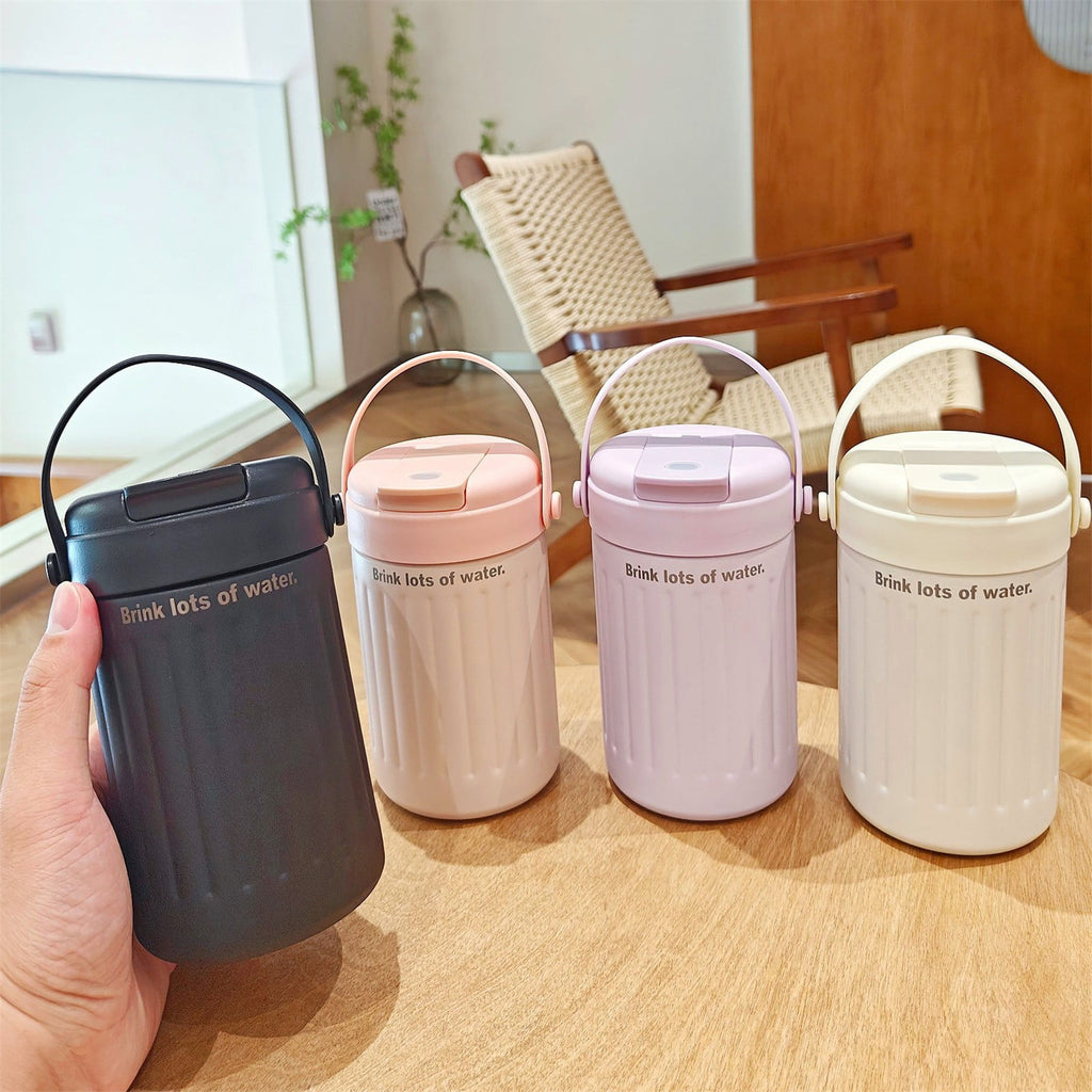 BinKFF Simple Modern Travel Coffee Mug, Insulated Coffee Tumblers with Lid, Double Walled Iced Travel Coffee Mug for Woman and Man Stainless Steel Tumbler with Handle Edition-4TW2