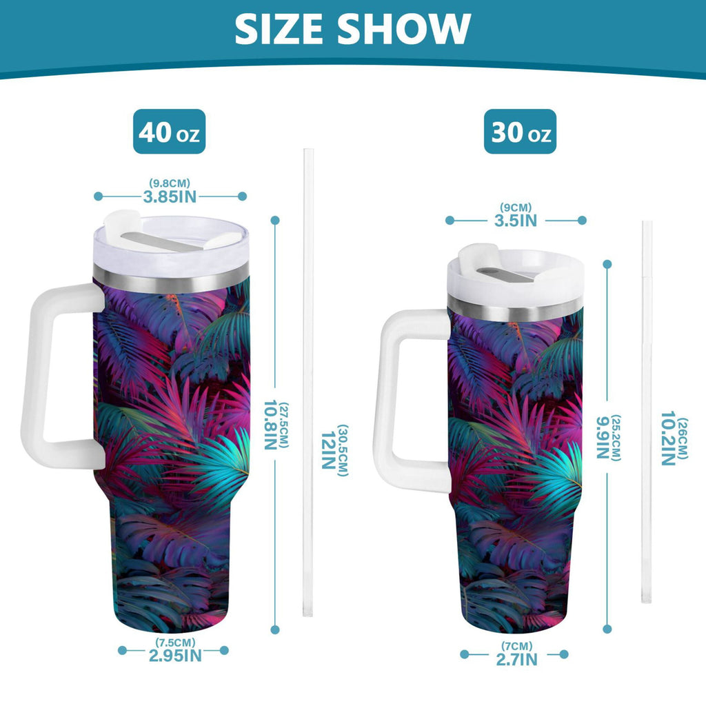 30 oz Insulated Stainless Steel Tumbler Double Wall Stainless Steel Tumbler with 2-Way Drinking Vibrant and Shimmering Jungle Edition-9154