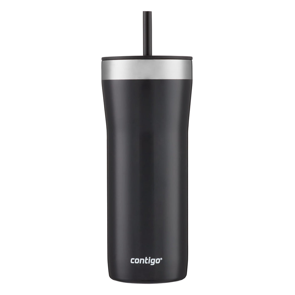 Contigo Streeterville Stainless Steel Tumbler with Plastic Straw and Splash-Proof Lid, Licorice, 32 fl. oz Edition-D24T