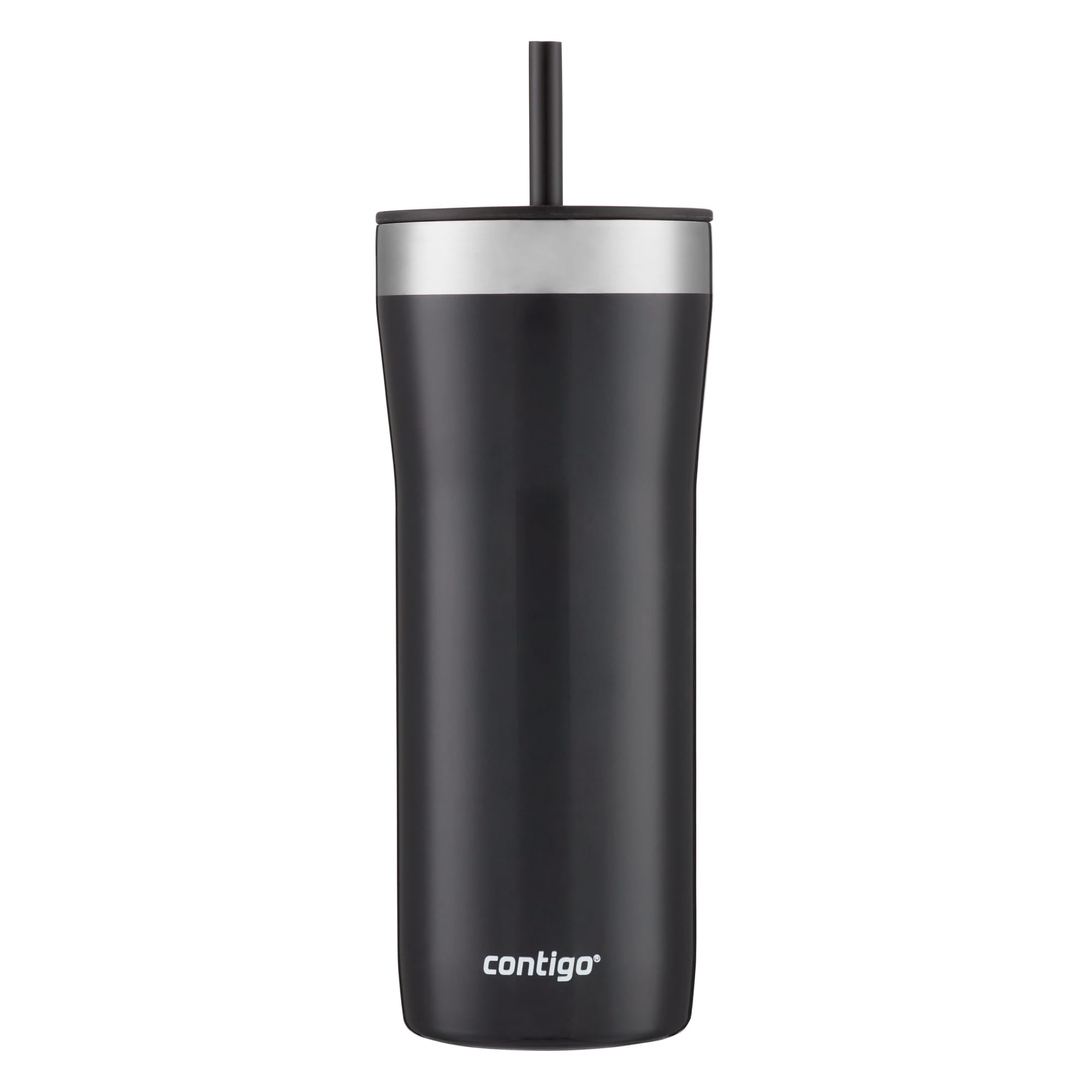 Contigo Streeterville Stainless Steel Tumbler with Plastic Straw and Splash-Proof Lid, Licorice, 32 fl. oz Edition-D24T
