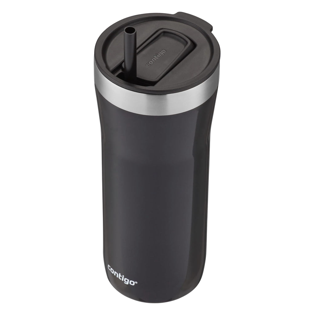 Contigo Streeterville Stainless Steel Tumbler with Plastic Straw and Splash-Proof Lid, Licorice, 32 fl. oz Edition-D24T