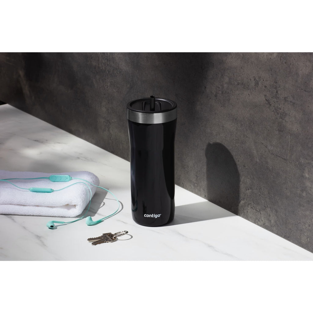 Contigo Streeterville Stainless Steel Tumbler with Plastic Straw and Splash-Proof Lid, Licorice, 32 fl. oz Edition-D24T
