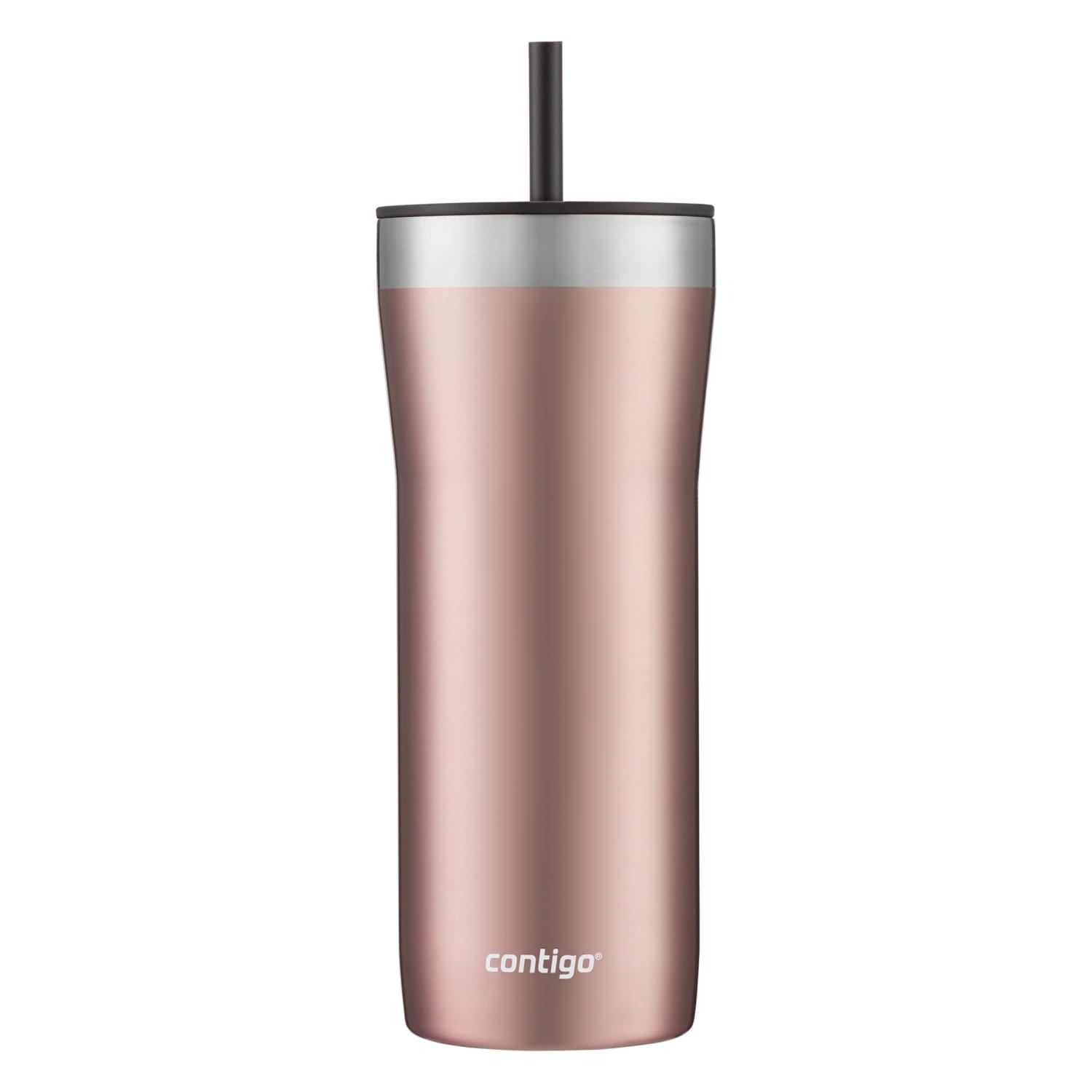 Contigo Streeterville Stainless Steel Tumbler with Plastic Straw and Splash-Proof Lid, Licorice, 32 fl. oz Edition-D24T