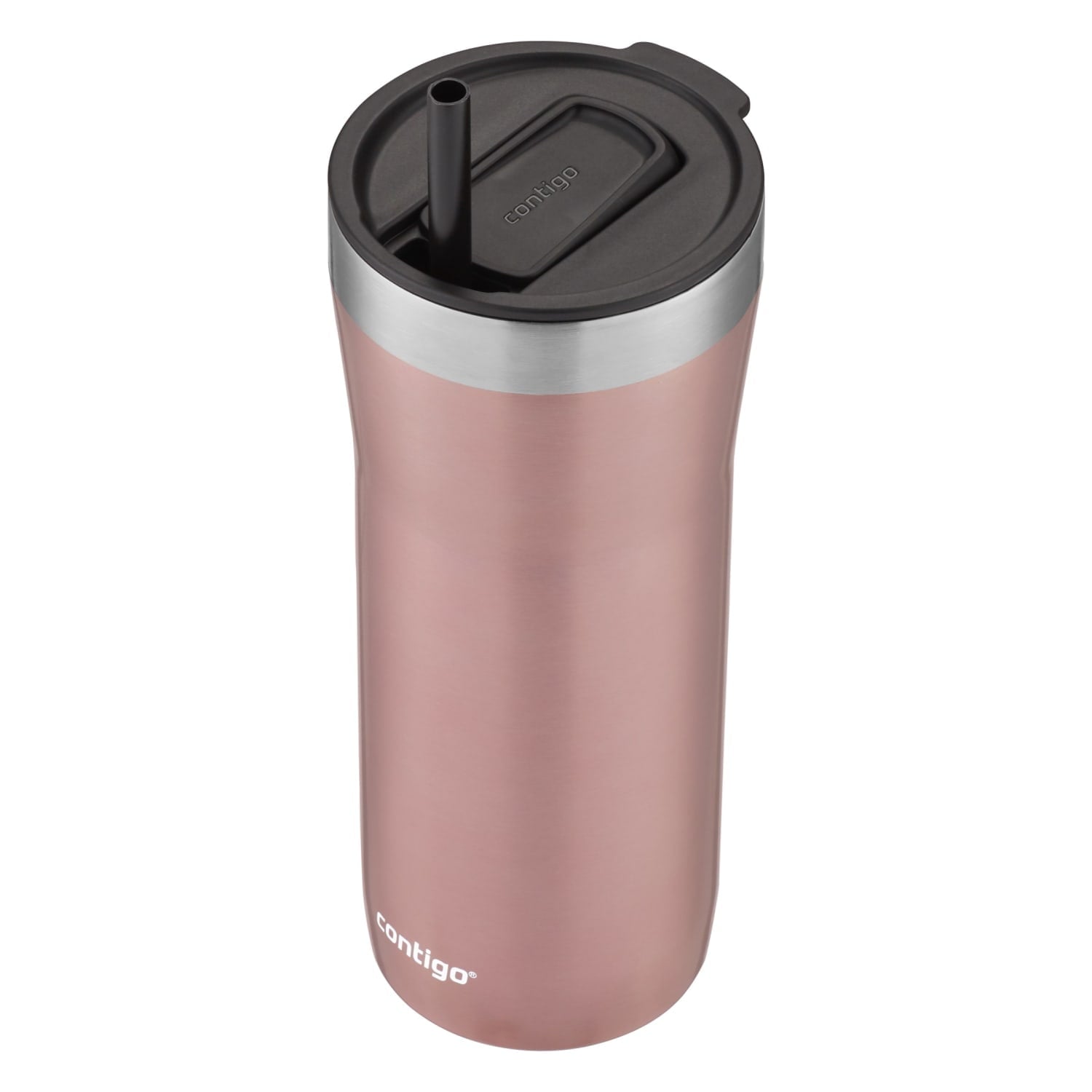 Contigo Streeterville Stainless Steel Tumbler with Plastic Straw and Splash-Proof Lid, Licorice, 32 fl. oz Edition-D24T